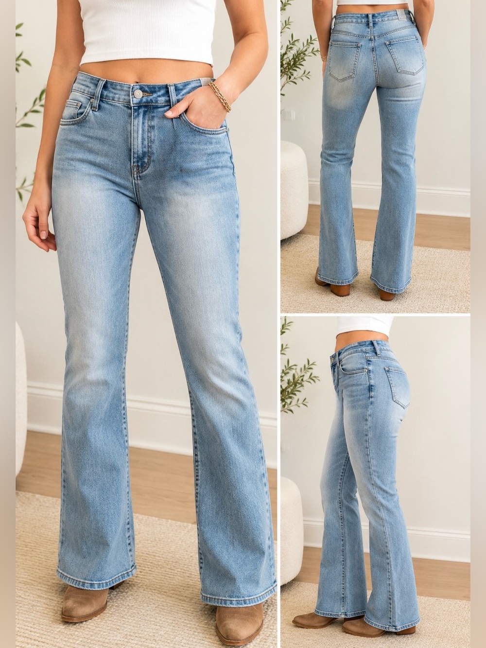 CREST Bootcut Medium Wash Stretch Denim Jeans Juniors Size 13 Y2K Revival